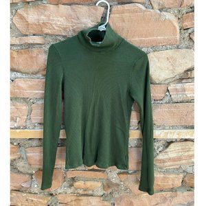 LACAUSA rib turtleneck green size medium